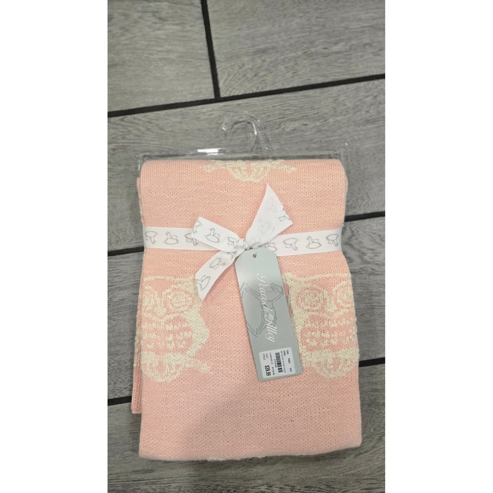 Peacock Alley Baby Knit Owl Peach Blanket Nursery Throw New 8180 P0023